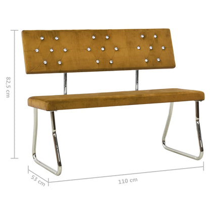 Bench 110 cm brown velvet