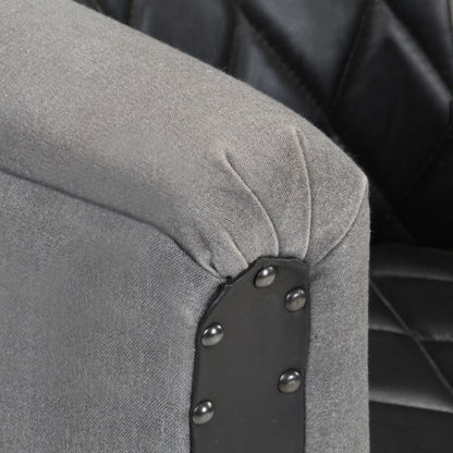 Sessel Schwarz Echtleder und Massivholz Mango