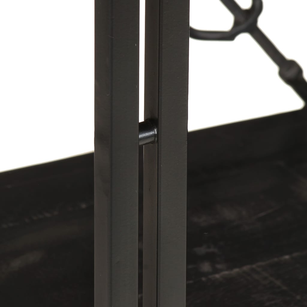 Bücherregal 3 Fächer Schwarz 90x30x80 cm Mango Massivholz