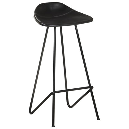 Bar stools 2 pcs. Black genuine leather