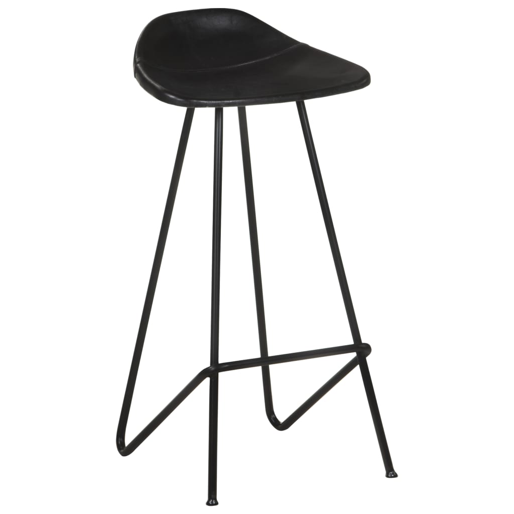 Bar stools 2 pcs. Black genuine leather