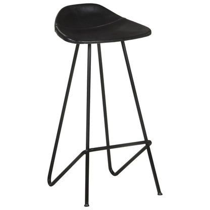 Bar stools 2 pcs. Black genuine leather