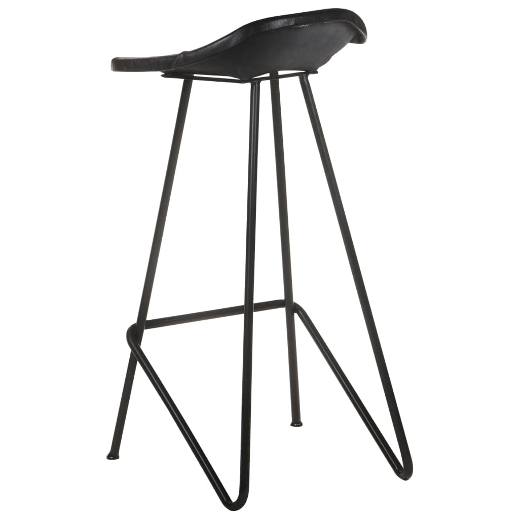 Bar stools 2 pcs. Black genuine leather