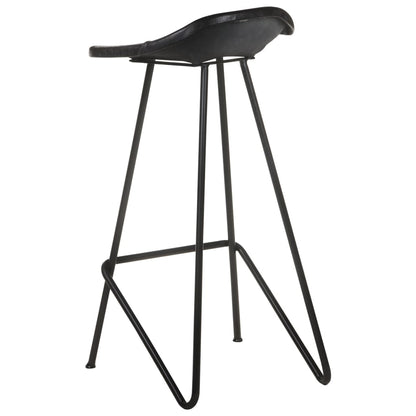 Bar stools 2 pcs. Black genuine leather