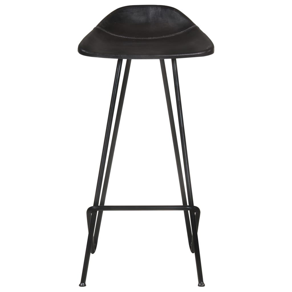 Bar stools 2 pcs. Black genuine leather