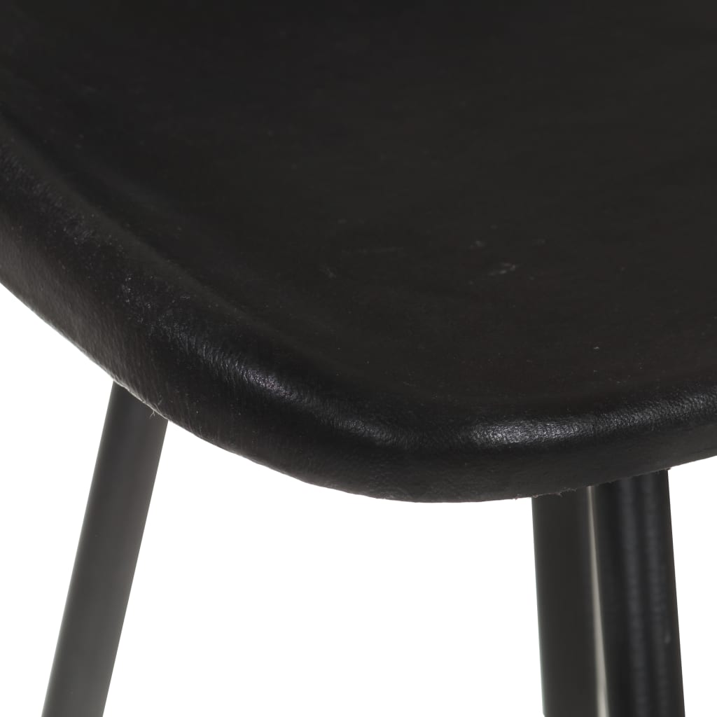 Bar stools 2 pcs. Black genuine leather