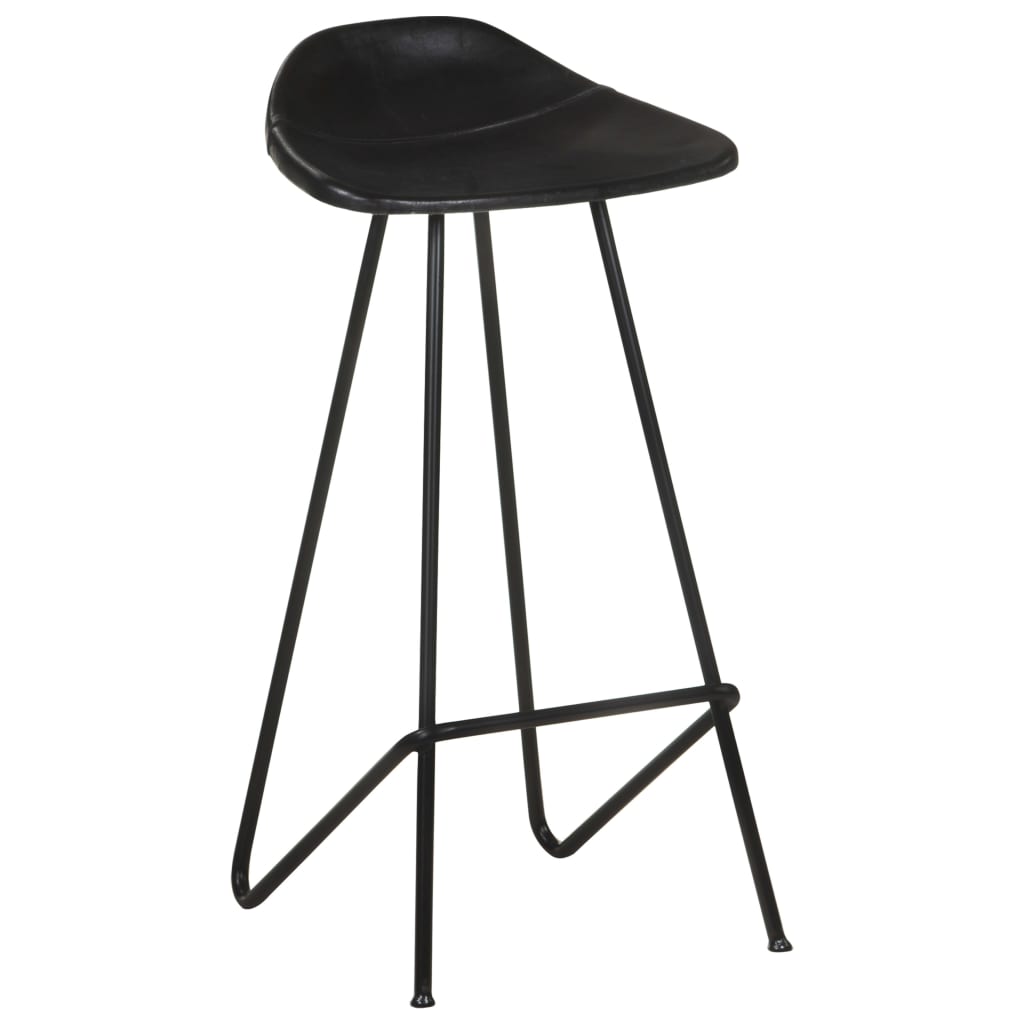 Bar stools 4 pcs. Black genuine leather