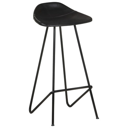 Bar stools 4 pcs. Black genuine leather