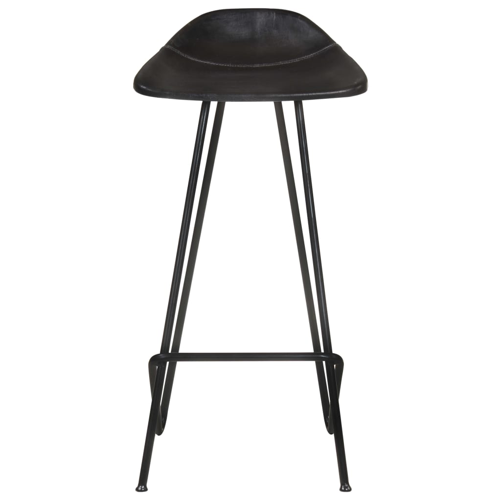 Bar stools 4 pcs. Black genuine leather