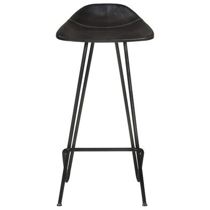 Bar stools 4 pcs. Black genuine leather