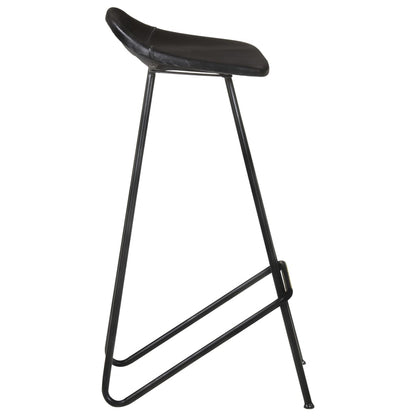 Bar stools 4 pcs. Black genuine leather