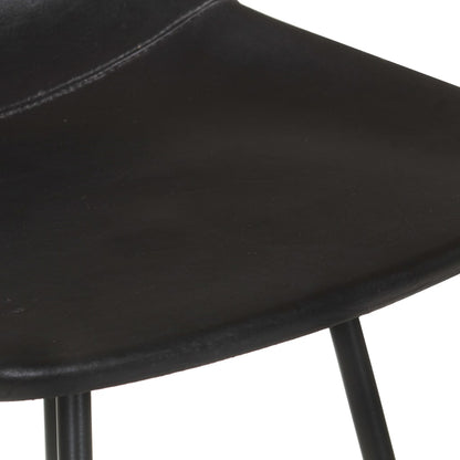 Bar stools 4 pcs. Black genuine leather