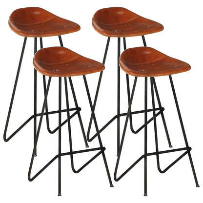 Bar stools 4 pcs. Brown genuine leather