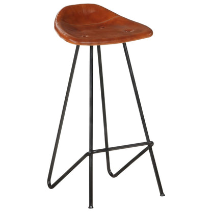 Bar stools 4 pcs. Brown genuine leather