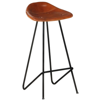 Bar stools 4 pcs. Brown genuine leather