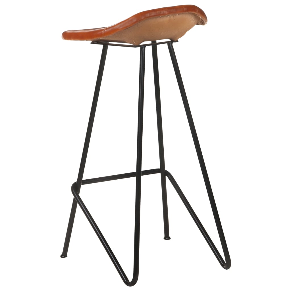 Bar stools 4 pcs. Brown genuine leather