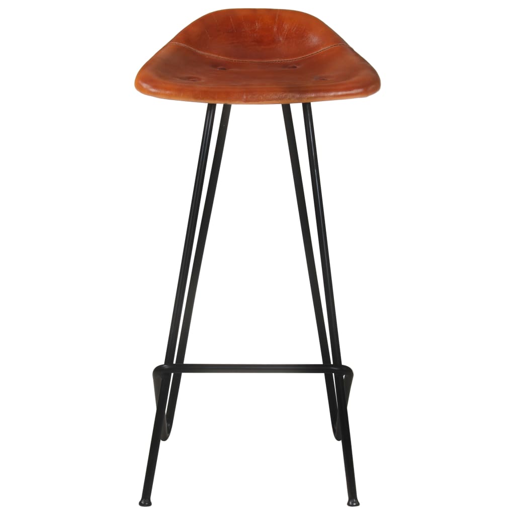 Bar stools 4 pcs. Brown genuine leather