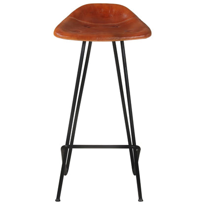 Bar stools 4 pcs. Brown genuine leather