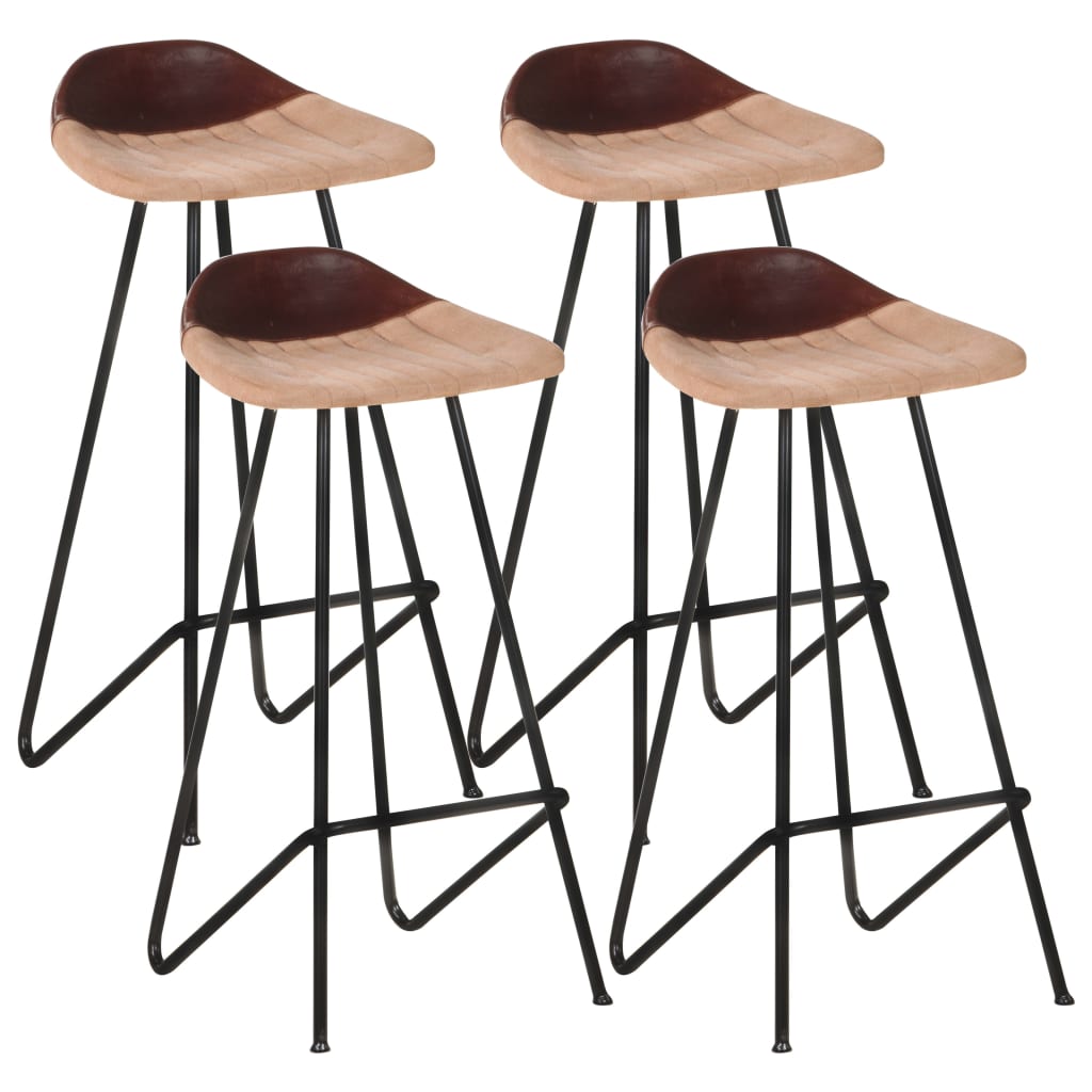 Bar stools 4 pcs. Brown genuine leather