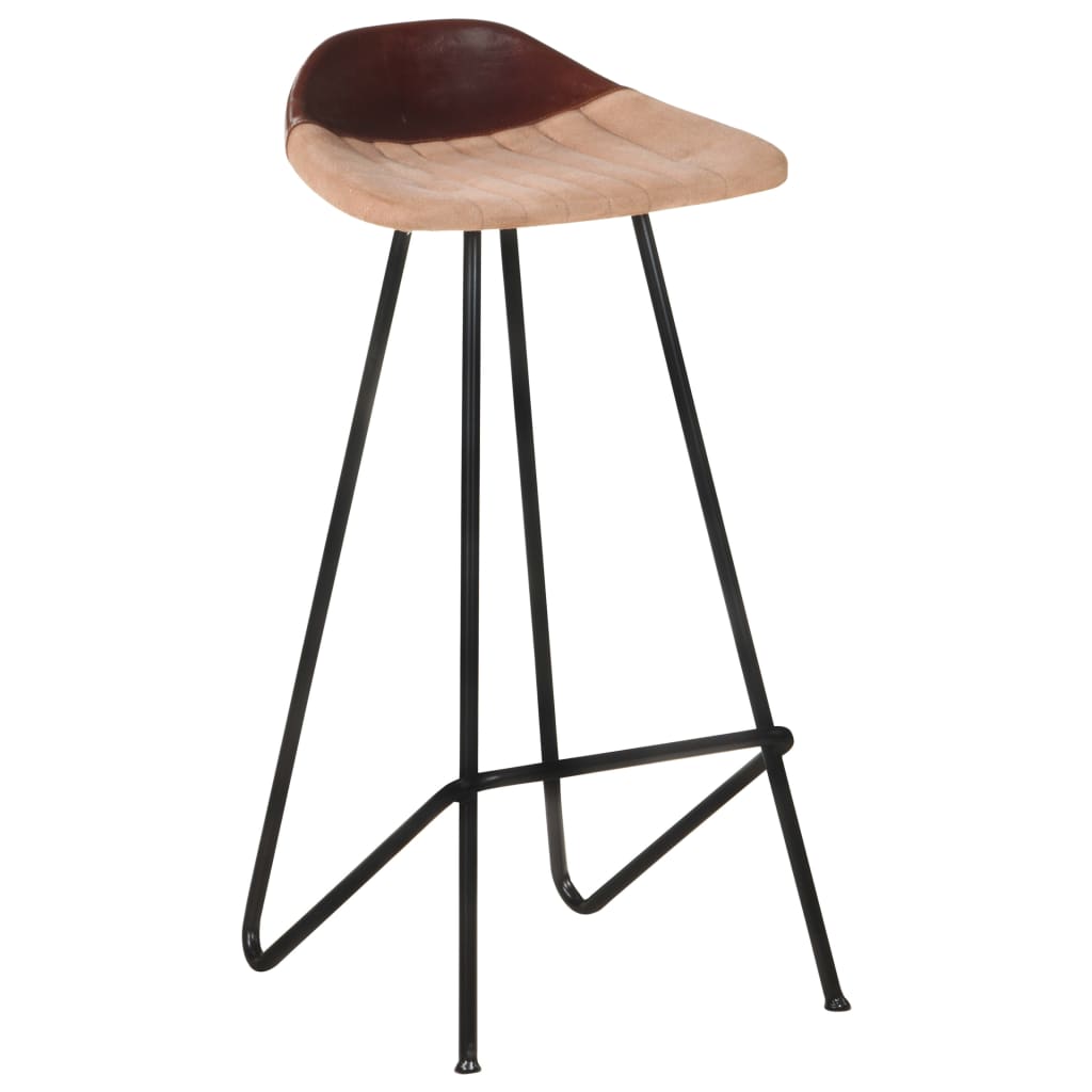 Bar stools 4 pcs. Brown genuine leather
