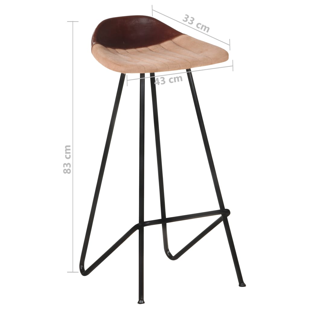 Bar stools 4 pcs. Brown genuine leather