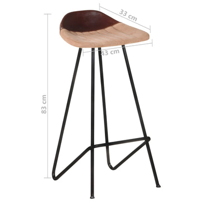 Bar stools 4 pcs. Brown genuine leather