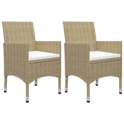 3-piece garden dining set beige poly rattan and glass