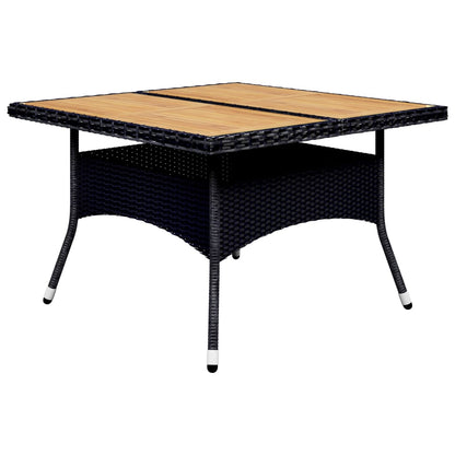 9-piece garden dining set poly rattan acacia solid wood black