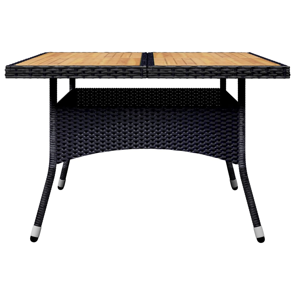 9-piece garden dining set poly rattan acacia solid wood black