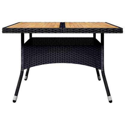 9-piece garden dining set poly rattan acacia solid wood black