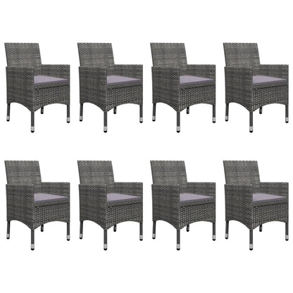 9-tlg. Garten-Essgruppe Poly Rattan und Akazienholz Grau