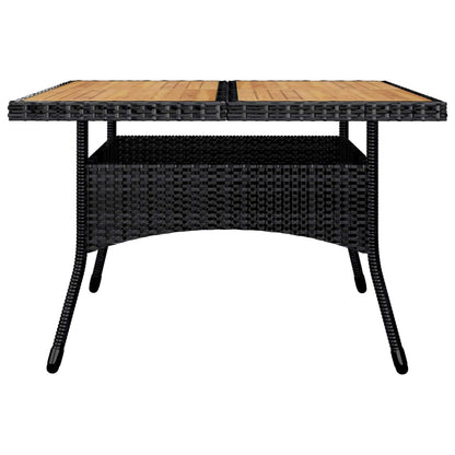 9-piece garden dining set poly rattan and acacia wood black