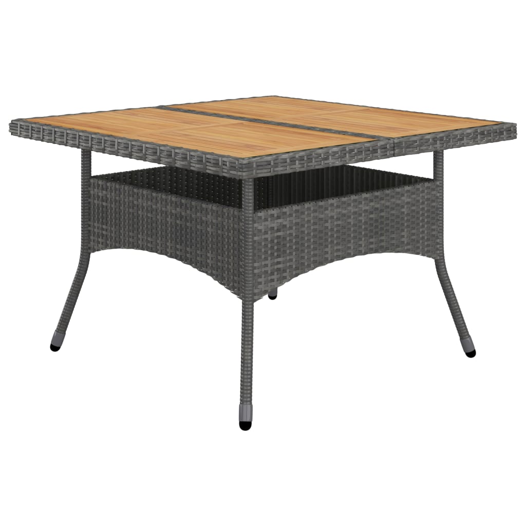 9-piece garden dining set poly rattan and acacia wood grey