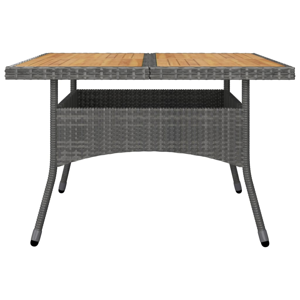 9-piece garden dining set poly rattan and acacia wood grey