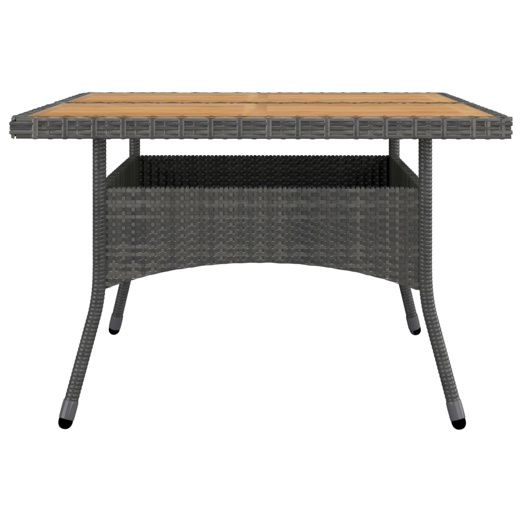 9-piece garden dining set poly rattan and acacia wood grey