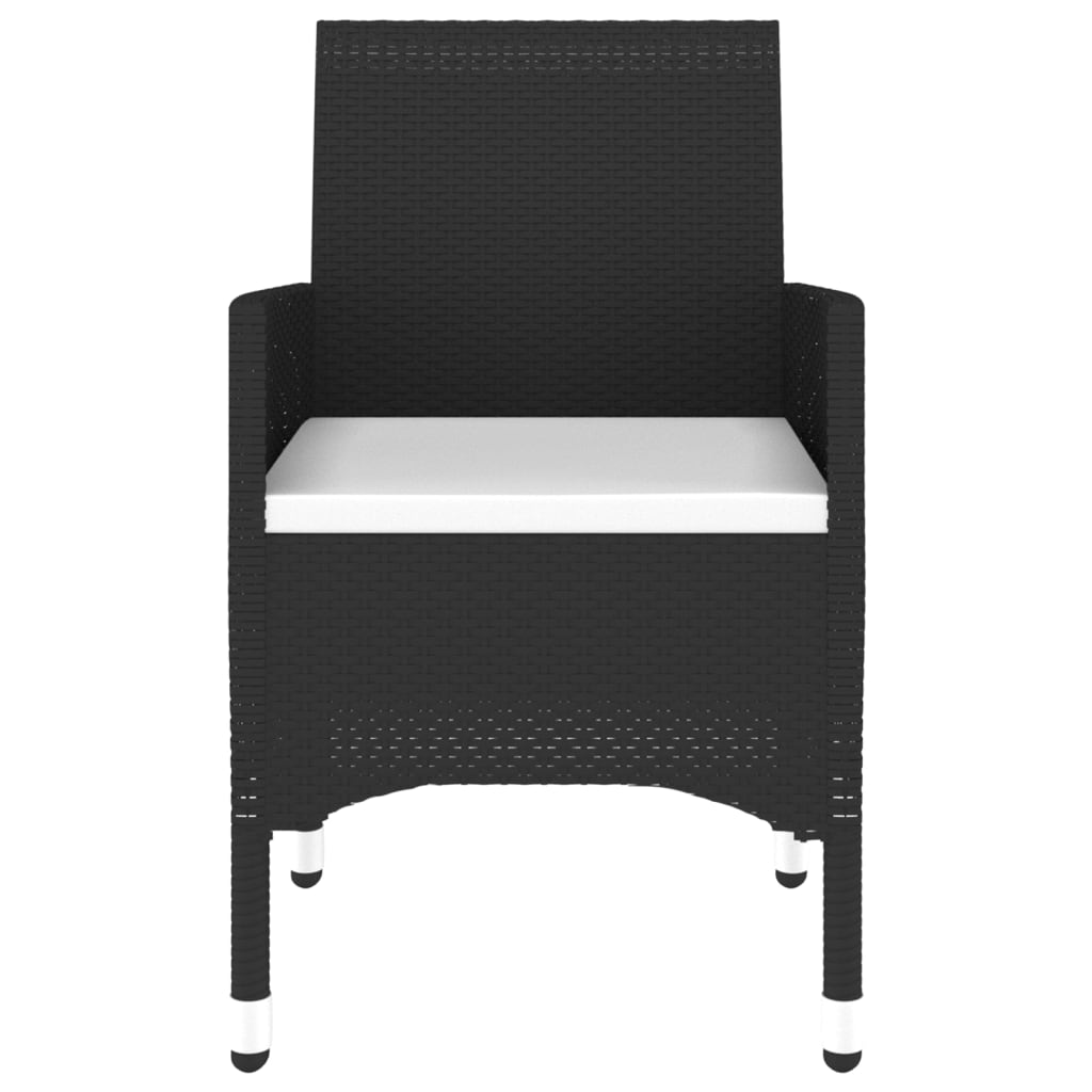 3-piece garden dining set poly rattan black