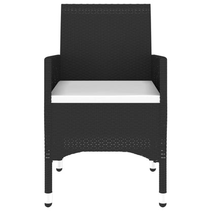 3-piece garden dining set poly rattan black