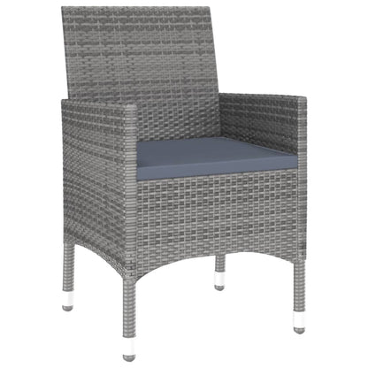 3-piece garden dining set poly rattan grey