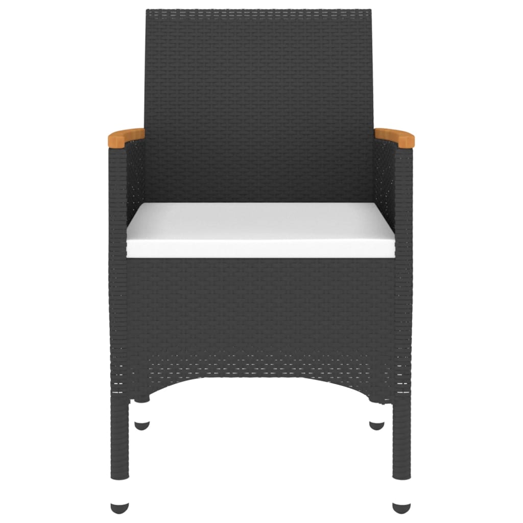 3-piece garden dining set poly rattan black