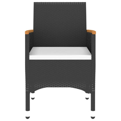 3-piece garden dining set poly rattan black