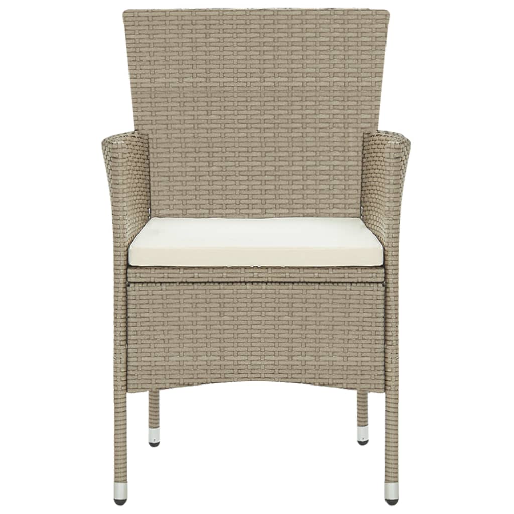 3-piece garden dining set poly rattan beige