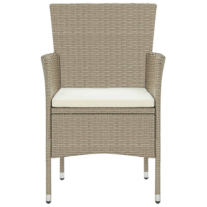 3-piece garden dining set poly rattan beige