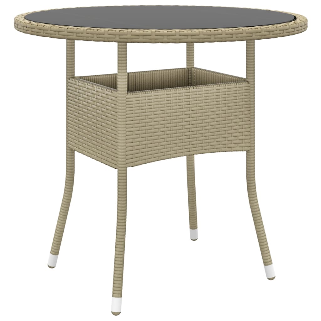 3-piece garden dining set poly rattan beige
