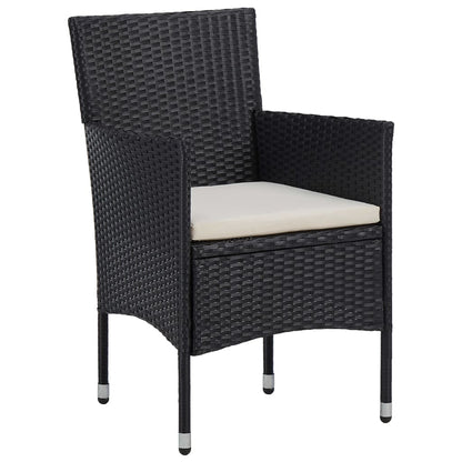 3-piece garden dining set poly rattan black