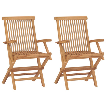 Folding garden chairs 2 pcs. Solid teak wood