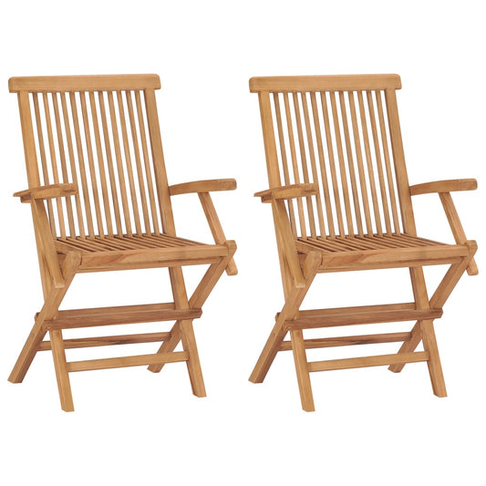 Folding garden chairs 2 pcs. Solid teak wood