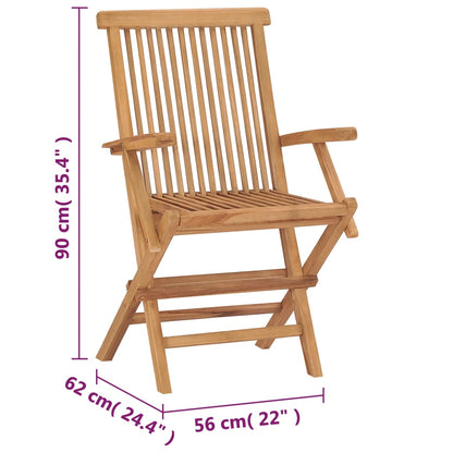 Folding garden chairs 2 pcs. Solid teak wood