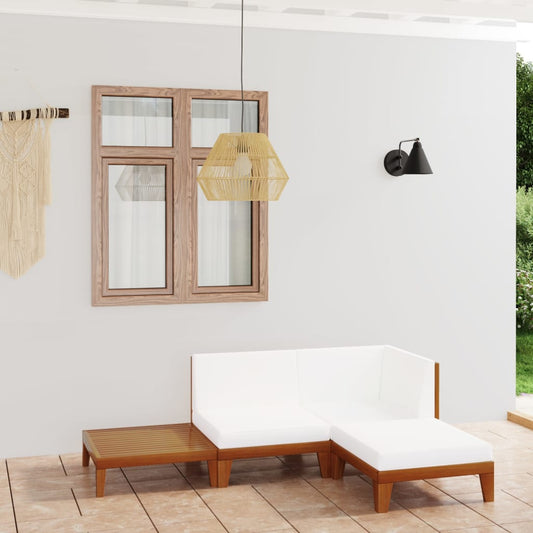 4-piece garden lounge set with cushions solid acacia wood