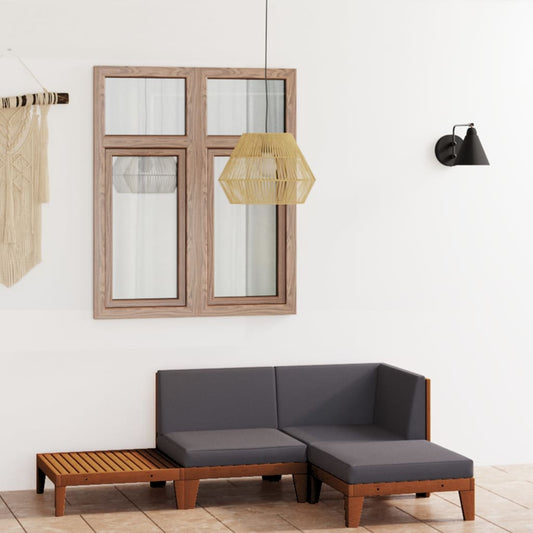 4-piece garden lounge set with cushions, solid acacia wood