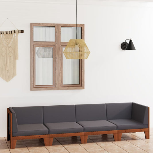 4-piece garden lounge set with cushions, solid acacia wood